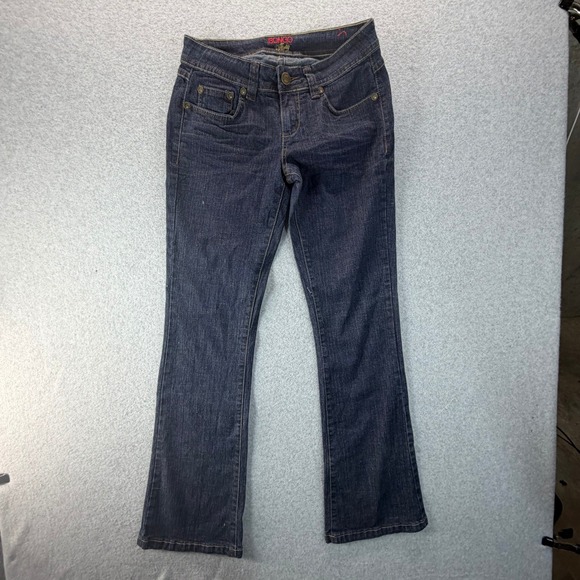 BONGO Denim - Bongo D'Flirty Womens Dark Wash Low Rise Flare Jeans Size 5 Stretch Blue Denim
